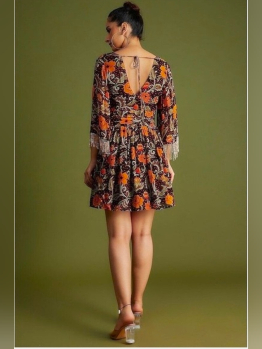 Anthropologie Verb by Pallavi Singhee Fringed Mini Dress size MP - Picture 8 of 13